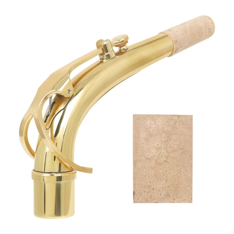 Saxophone Neck Brass Mouthpiece Curved Neck Replacement Durable Brass Sax Bend Neck with Cork Sheet for Alto Saxophone 1