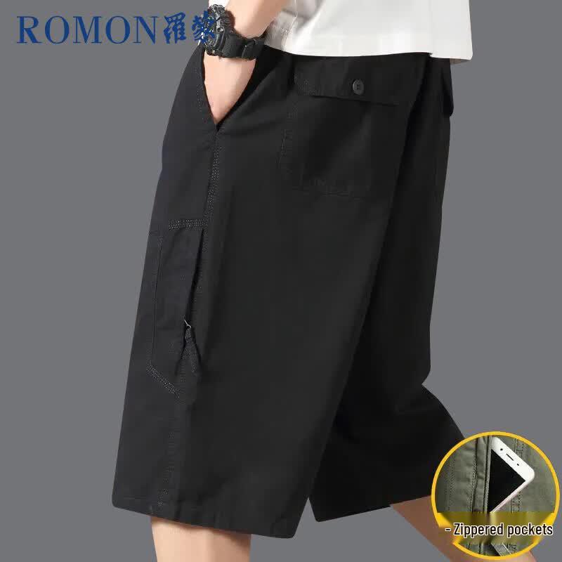 ROMON Men s Loose Fit Drawstring Summer Cargo Shorts L