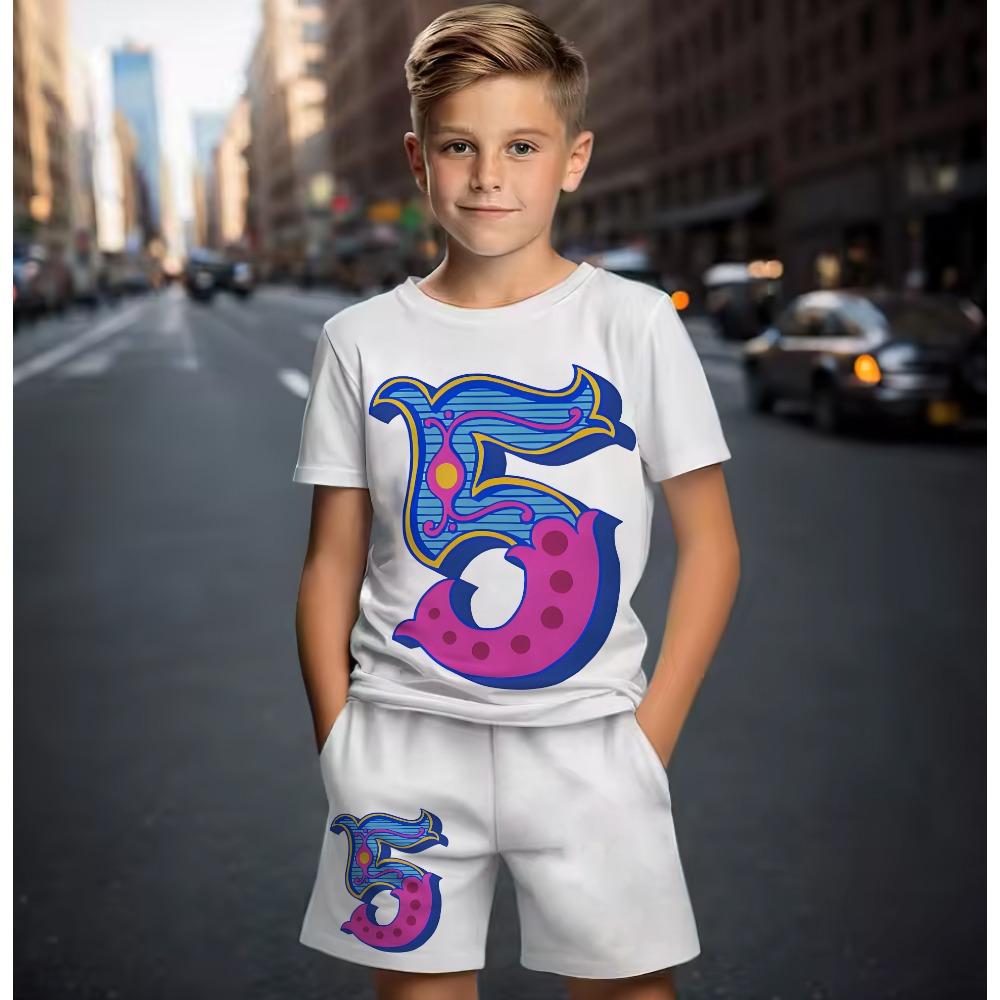 Cartoon Printed Children's Set 3D High Street Daily Casual Clothing Short Sleeved Shorts Fashion New Spring/summer Sportswear