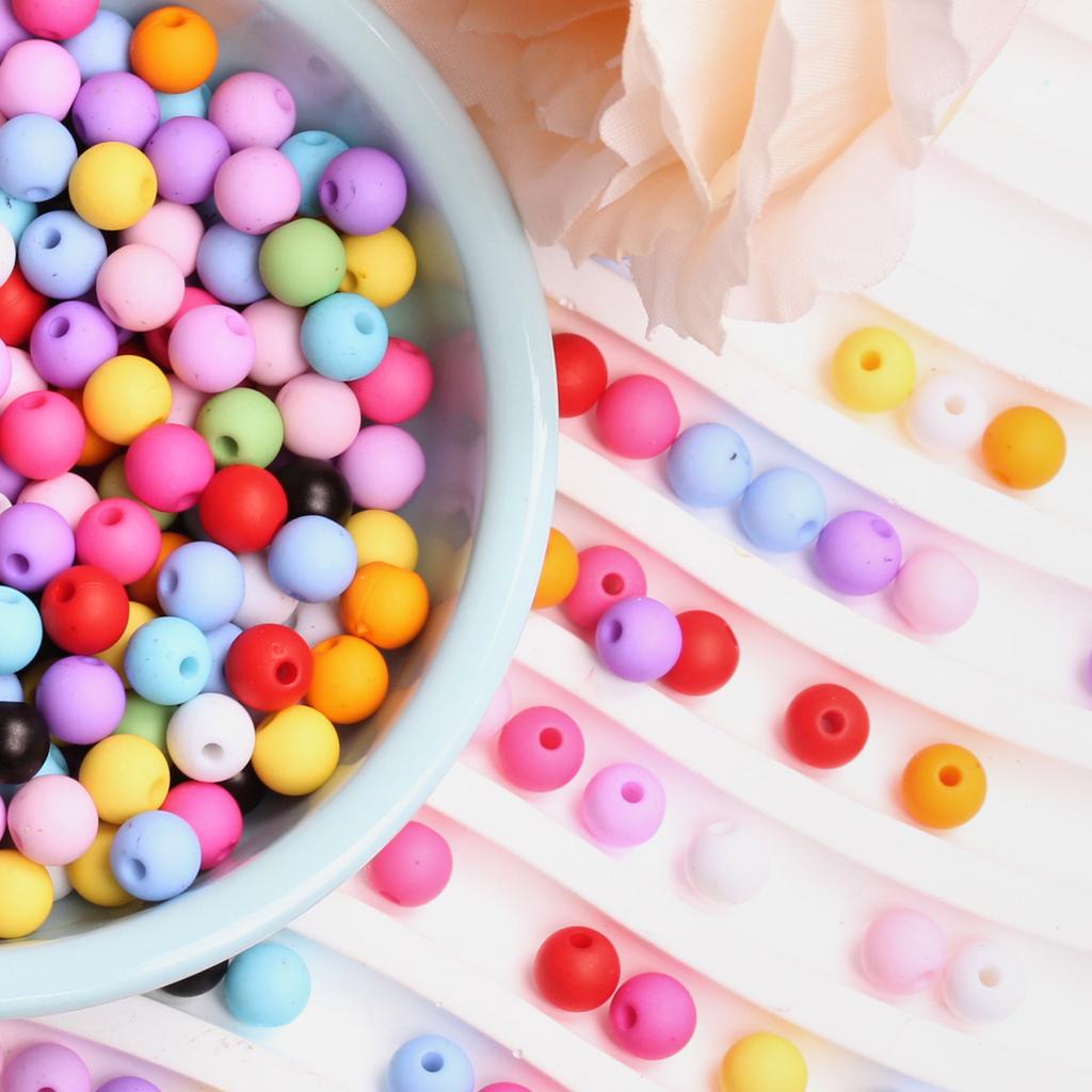 Home Party Supplies Bracelet Jewelry Making 100Pcs Spacer Acrylic Beads 6mm Frosted Beads Solid color DIY Findings Charms