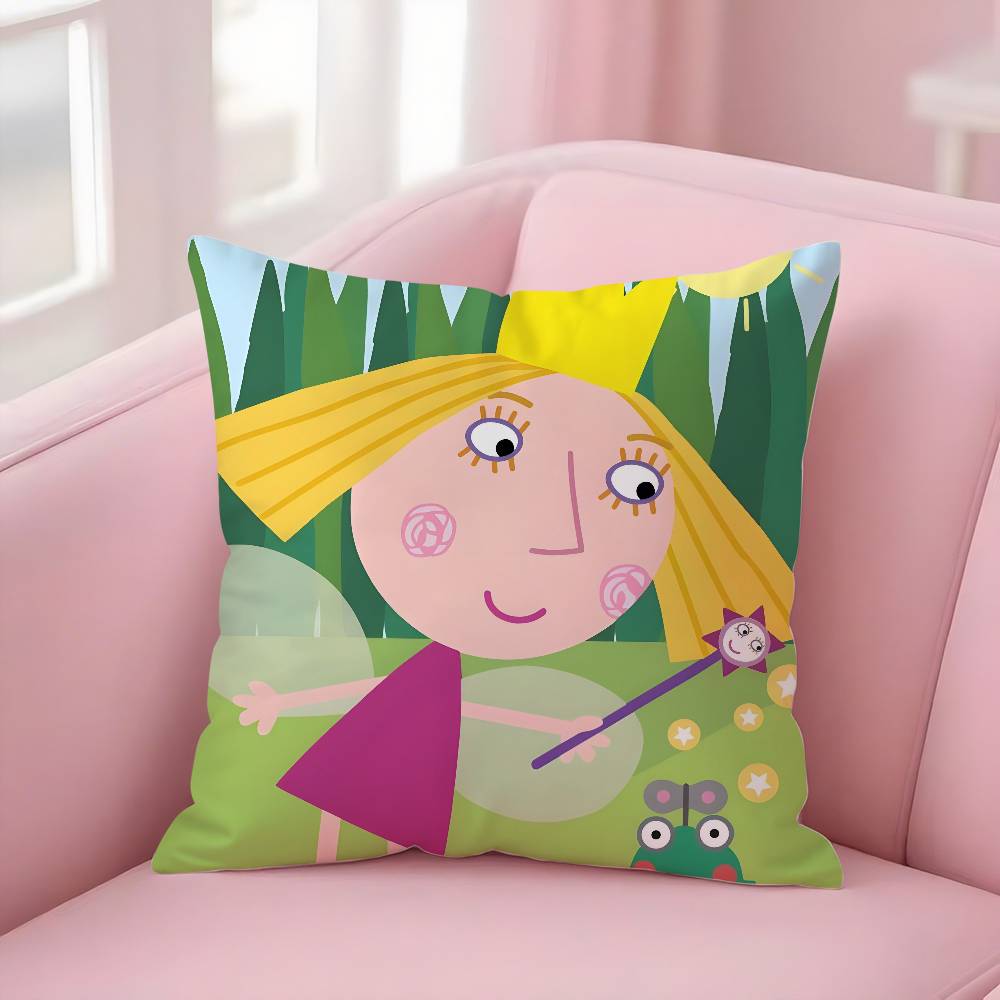 Kissenbezug mit Cartoon-Motiv von B-Ben und Hollys Little Kingdoms, weicher Plüschstoff, doppelseitig bedruckt, dekoratives Kissen für Wohnzimmer, Geschenkidee