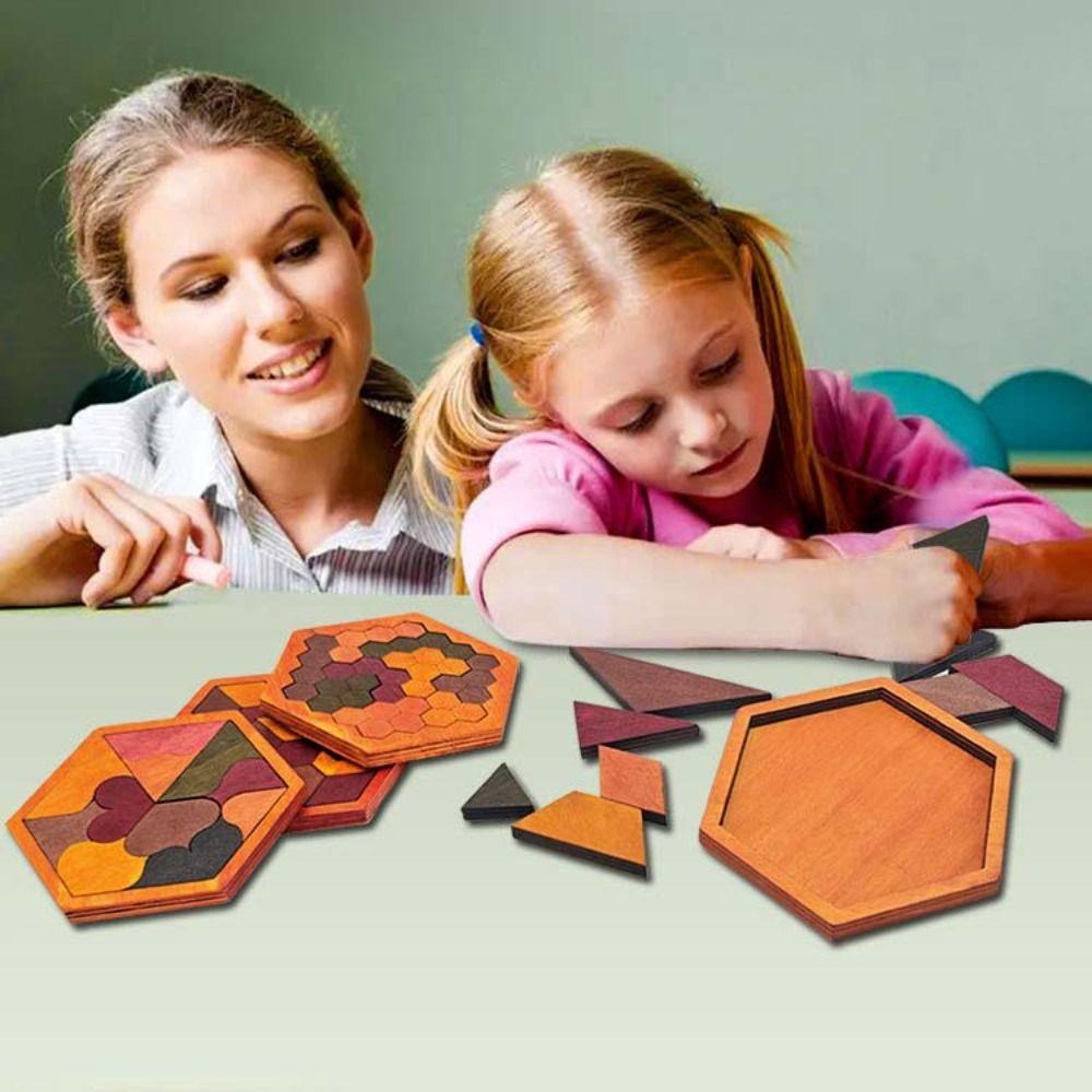 Challenges Wooden Tangram Puzzle Interactive Jigsaw Puzzle Board  Kindergarten Kids