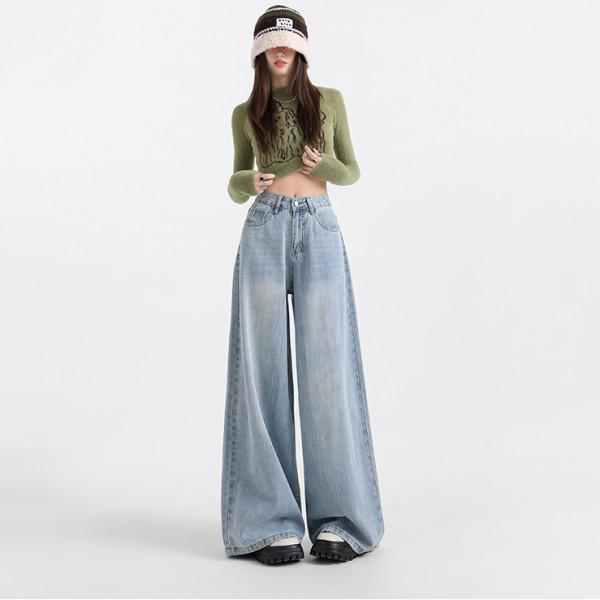 

American Retro Flared Wide-Leg Jeans - Versatile & Soft Autumn/Winter Style for Women XX-Large