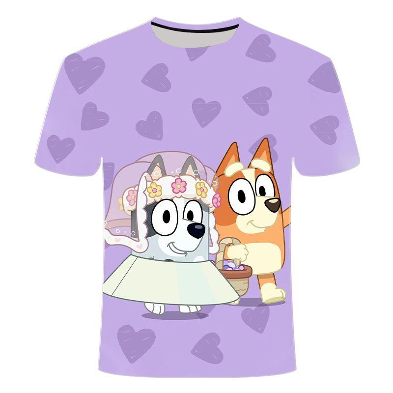 2026 Unisex Toddler Bluey 3D Tee Summer Lightweight Cool Short Sleeve Cartoon Anime Print T-Shirt for Boys & Girls Daily