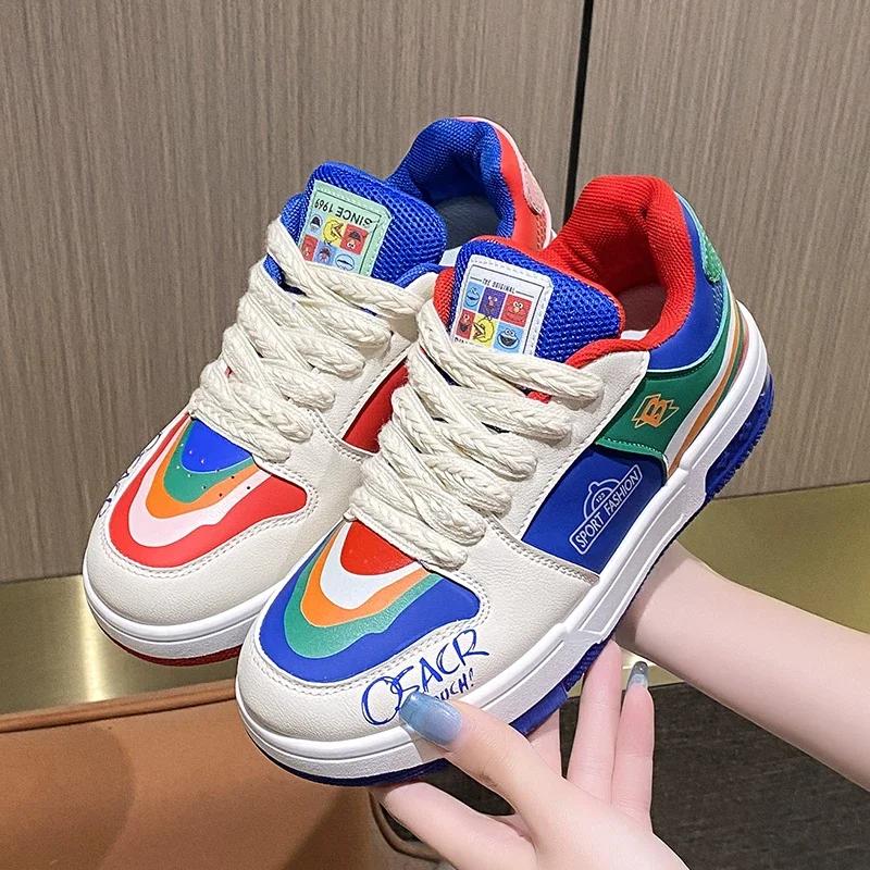 Diseñador de Moda Pato Mandarín Zapatillas de Plataforma para Correr para Mujer Zapatos de Tenis para Mujer Zapatillas Gruesas para Caminar Zapatos Casuales Vulcanizados