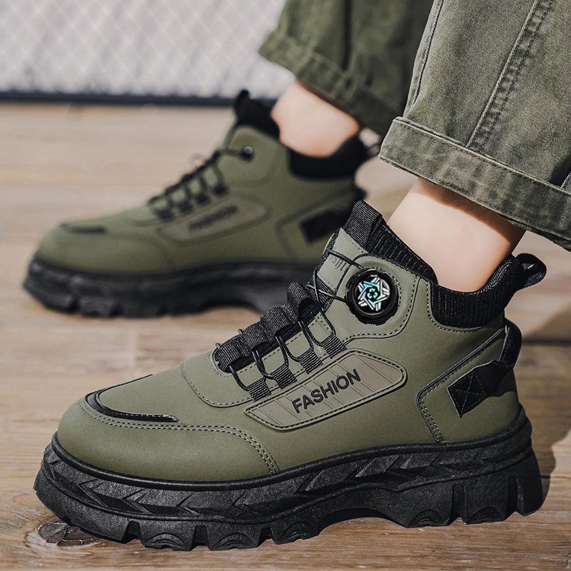 Winter single cotton Martin shoes rotating button lightweight velvet cotton shoes trendy sneakers