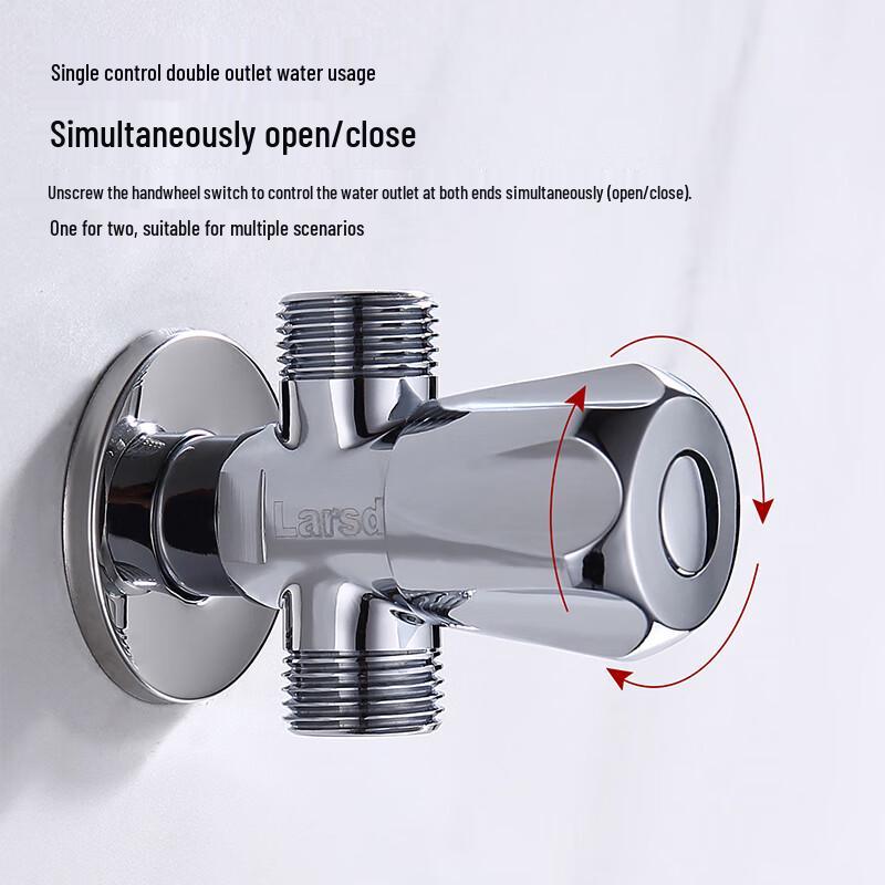 Valvola ad angolo Larsd in ottone a uno in due uscite con deviatore a 3 vie