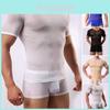Men's Slim Fit Sexy Mesh Sheer Short Sleeve Gym Tops Chic And Stylish T-shirt