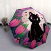 1pc Black Cat Automatic Open/close Folding Umbrella, Compact Portable Travel Umbrella, Perfect Birthday/Christmas, Cute Umbrella, Durable Co