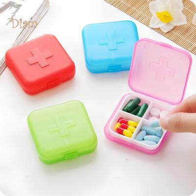 Portable Travel 4 Grid Pill Storage Box Case Container Mini Medicine Organizer