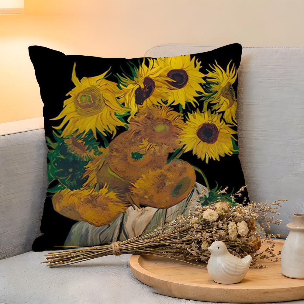 Cushion Cover Linen SkinFriendly Soft Decorative Case for Sofa Home Decor Van Gogh Starry Sky Oil Painting Pillow Cover