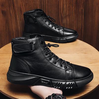Herrenschuhe 2021 Neue Herbst- und Winterleder-Plüsch-Martin-Stiefel Freizeit Herren-Laufschuhe mit Innenhöhe