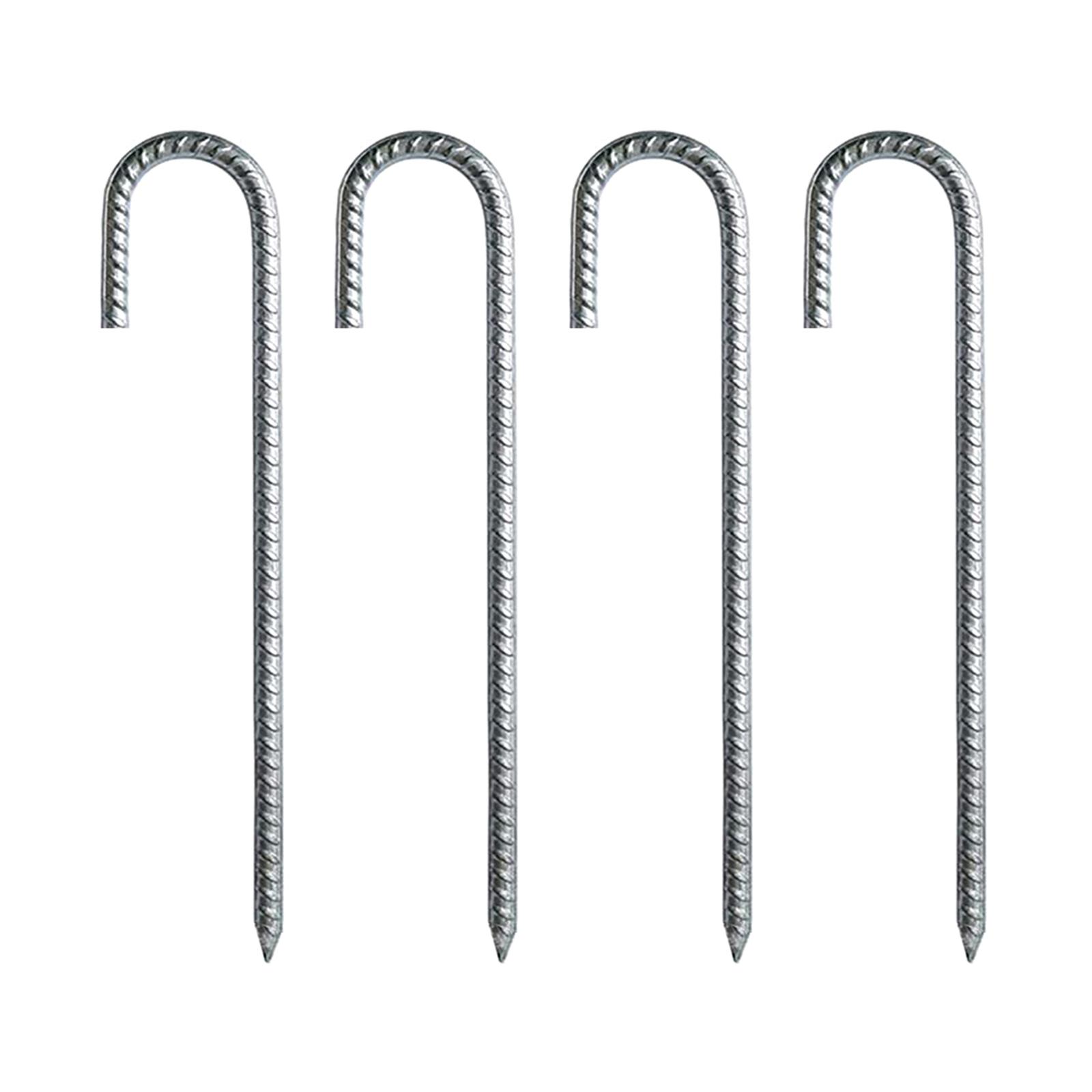 

4 Pcs High Strength Garden Stake Heavy Duty Tent Peg Galvanized Steel J Hooks Nails Curved Steel Support Garden Stake