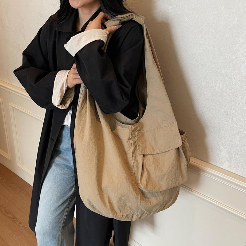 

Tooling wind large capacity women s shoulder armpit bag versatile new nylon leisure bag college backpack хаки