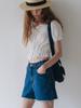 Sienneu Damage Denim Shorts (Blue)