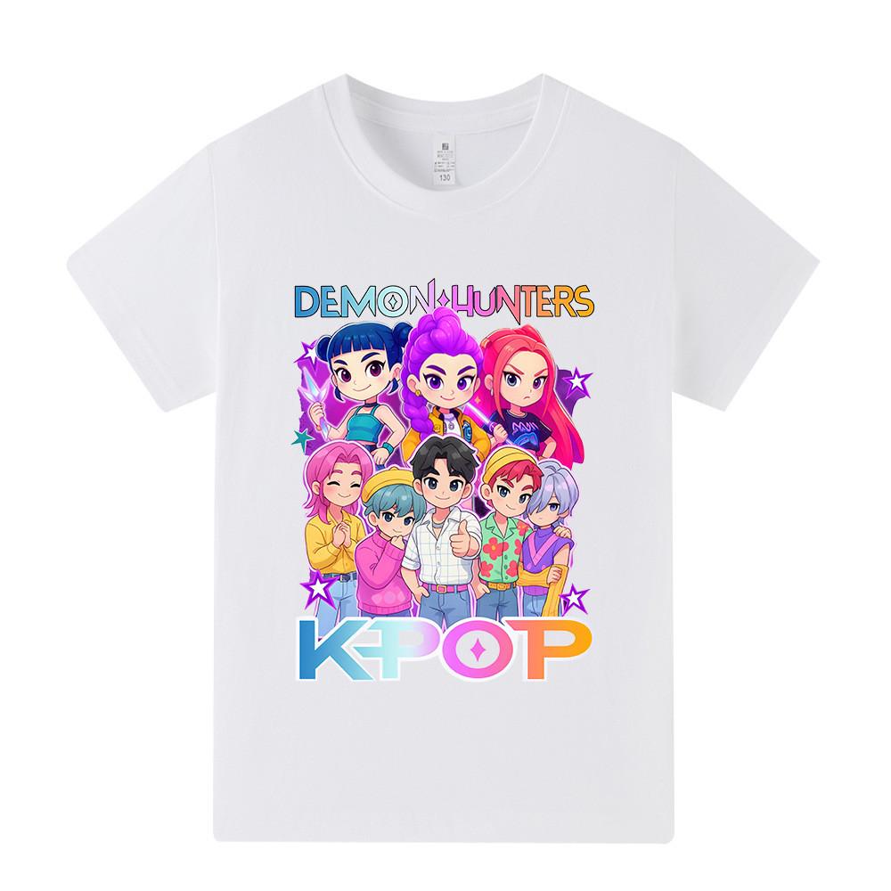 A1201 Kids Boys Girls Sajaboys Kpop Rumi Zoey Mira Print Short Sleeves T-shirt
