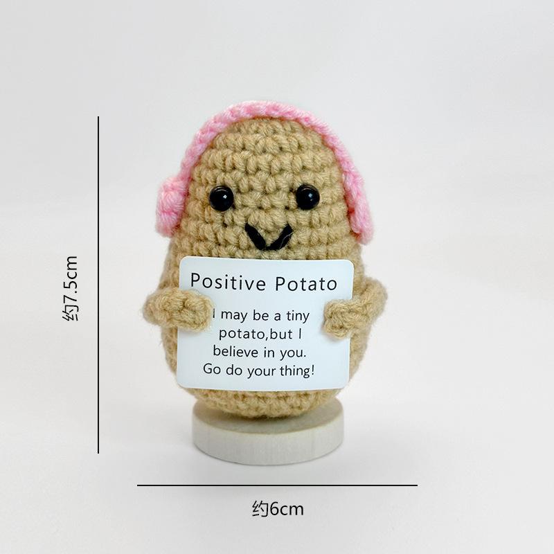 Funny Positive Energy Potato Hug Pocket Doll Mini Handmade Plush Knitted Plant Ornament Home Room Decoration Christams Gifts
