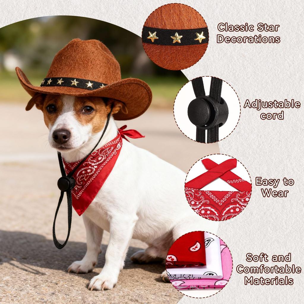 Pet Cowboy Hat and Scarf Set, Pink