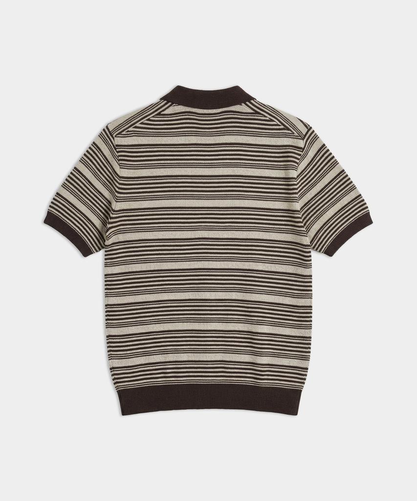 BIRBANTE Summer Breeze Washable Striped Collar Knit - Brown Stripe