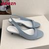 Fashion Round Toe Women Low Heel Sandals Shoes Female Slip On Footwear Casual Fashion Shallow Ladies Heeled Sandals Shoes Pumps