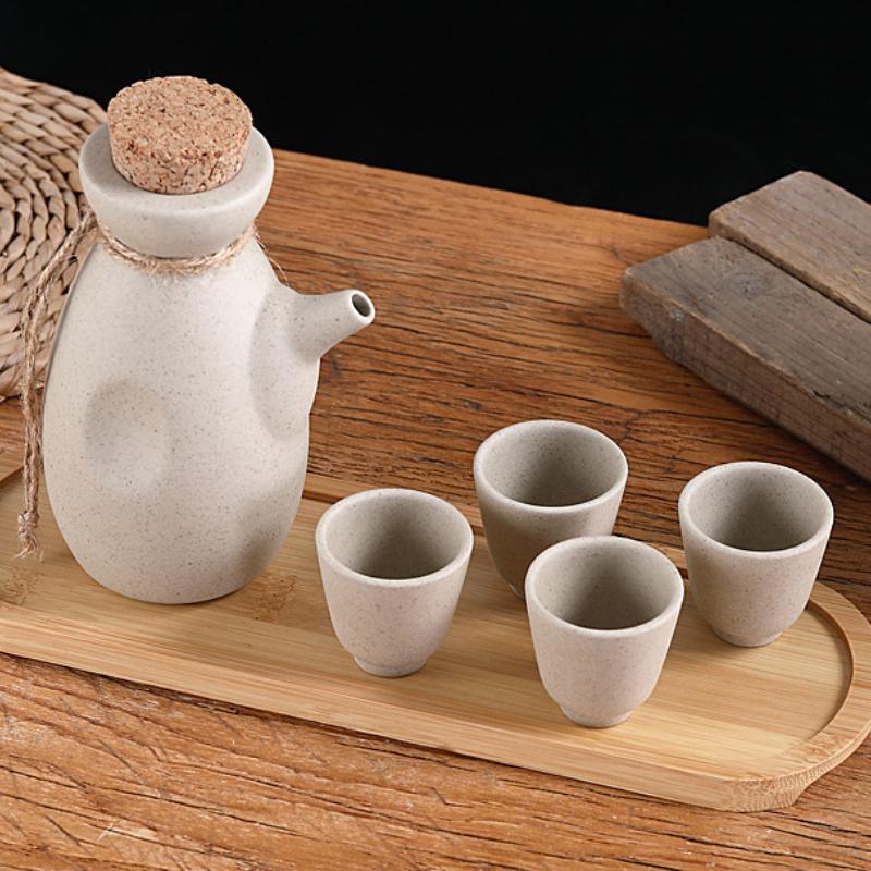 Japanese-style Sake Pot Baijiu Ceramic Wine Set Household Restaurant Ironing Pot Warm Wine Pot Small Wine Glass Spirits Cup 2025