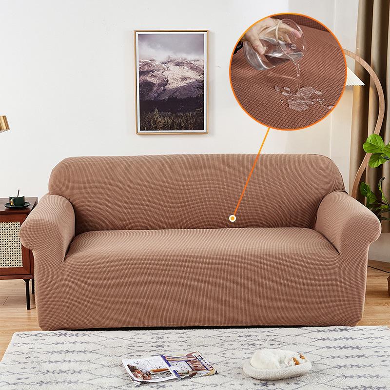 Elastic Solid Color Waffle Waterproof Sofa Cover Living Room Princess Sofa Cushion Cover Sofa Towel Home Protective Cover