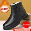 New Winter Ankle Boots Men's Genuine Leather Mid Top Vintage Plush Warm Soft Leather High Top British Side Zipper Chelsea Boots