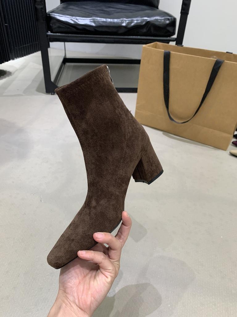 Autumn thick heel elegant light casual short boots small leather boots simple commuting casual square head fashion boots