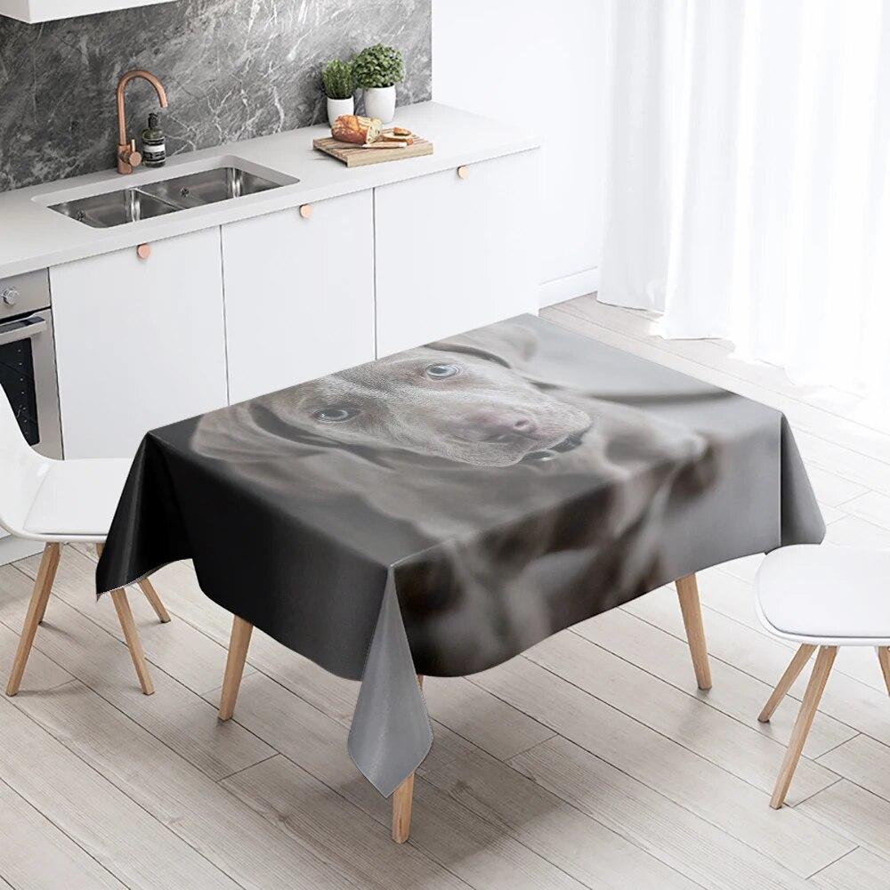 Cute Puppy Tablecloth Camping Party  Anti-Stain Waterproof Rectangular Kitchen Table Home Decor