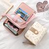 Printed Cute Bear Women's Wallet, Original Minimalist Japanese Style Tri-Fold Snap Closure Student Short Women's Coin Purse Clutch