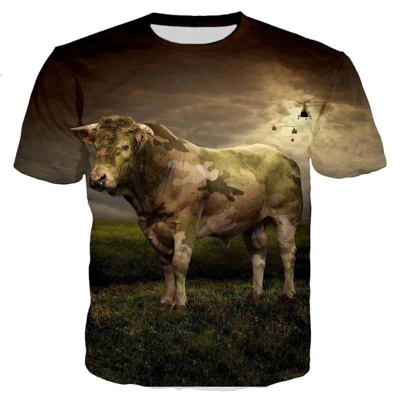 Summer Popular Cute And Fun Animal Cow Print Men's Casual Fashion T-shirt With Round Neck Plus Size Comfortable Short Sleeves