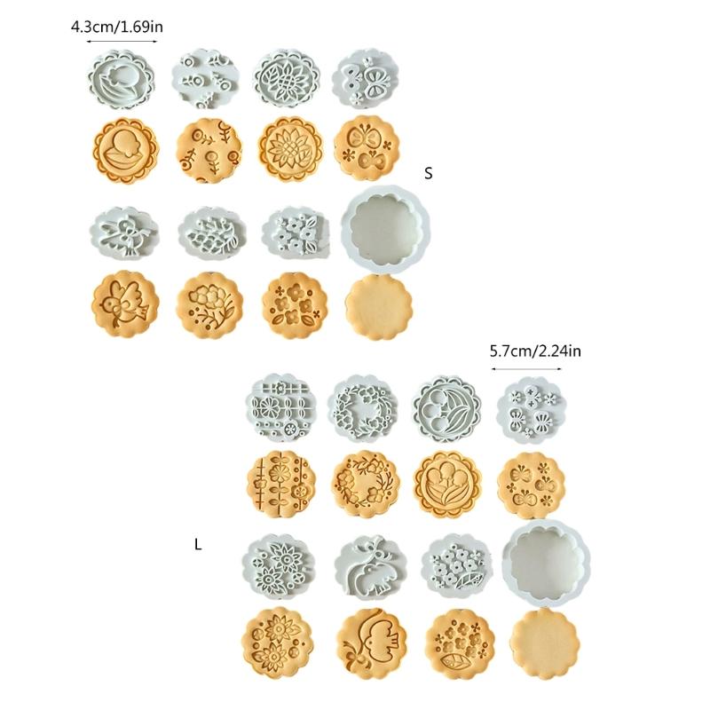 8PCS Flower Shape Cookie Molds Manual Press Cake Moulds Convenient Biscuit Dessert Making Tool for Baking Enthusiasts