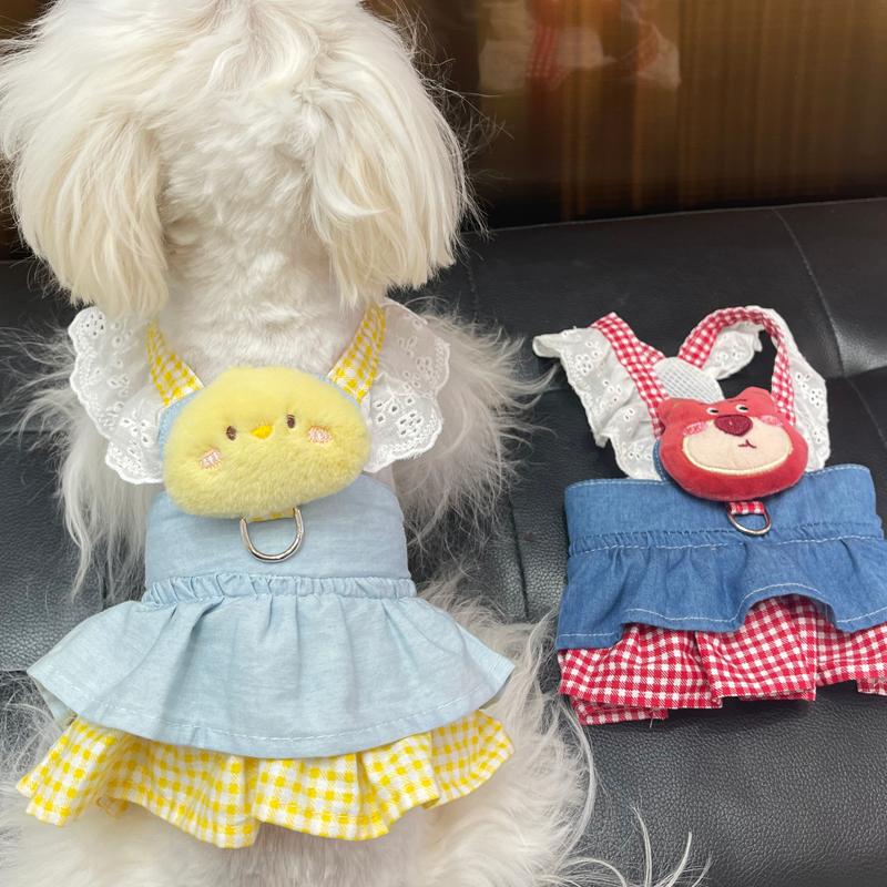 Spitze Haustierbekleidung Geschirr Kleider Für Kleine Kleine Hunde Welpe Tier Prinzessin Bichon Pomeranian Sommer Herbst Katze Denim Röcke