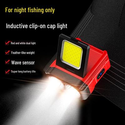 Induction Headlamp: Ultra-Bright, Long-Range LED with Extended Battery, Red Light, Clip-On for Fishing and Repair.