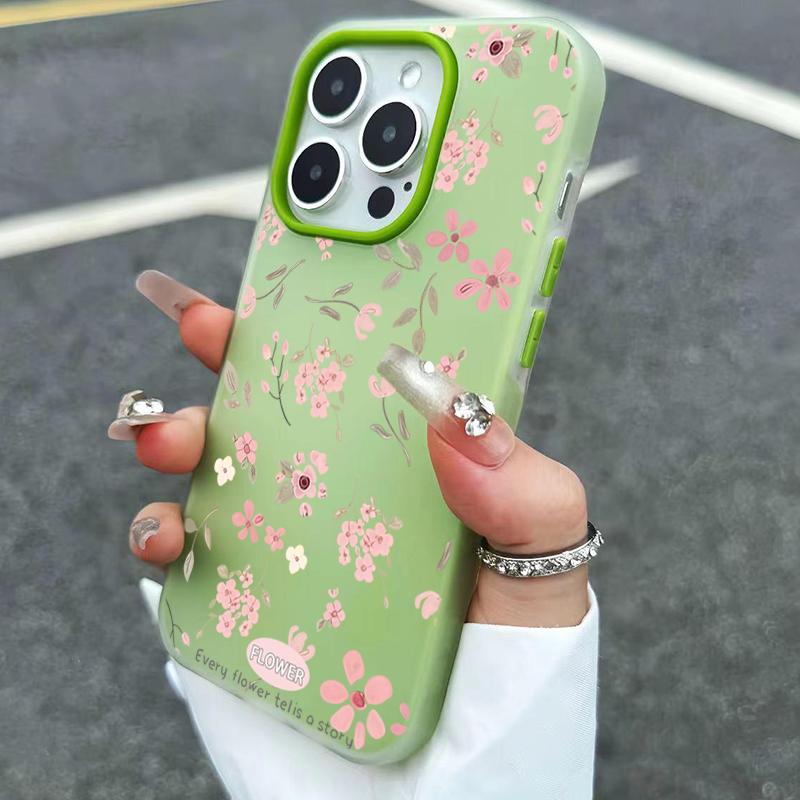 Cute Sweet Pink Floral Phone Case For iPhone 11 12 13 14 15 16 17 Pro Max XS X XR 7 8 Plus 16E 17 Air SE 2020 Candy Color Cover