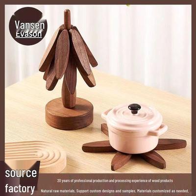 Creative Sapele Wood Heat-Resistant Round Placemat & Coaster