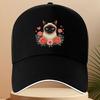 Siamese Cat Rose Flower Print Baseball Cap Polyester Adjustable Outdoor Sports Running Golf Cap for Unisex