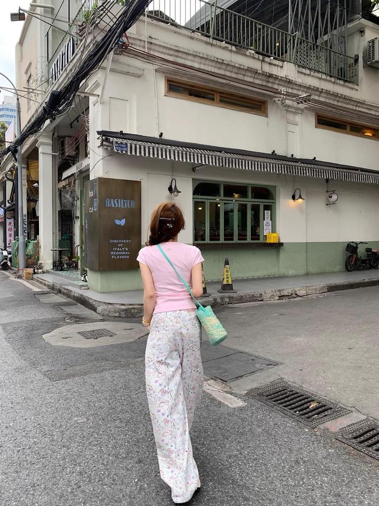 White Fish Print Jeans: 2025 Spring/Summer Women's Loose Casual Wide-Leg Pants