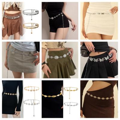 Damen Ethno-Stil Schmetterling Taillenkette: Modischer Metallgürtel für Rock oder Kleid