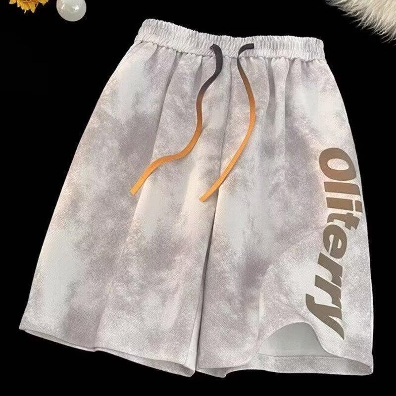 American Tie-dye Shorts Men s Summer Loose Straight Sports Casual Pants M