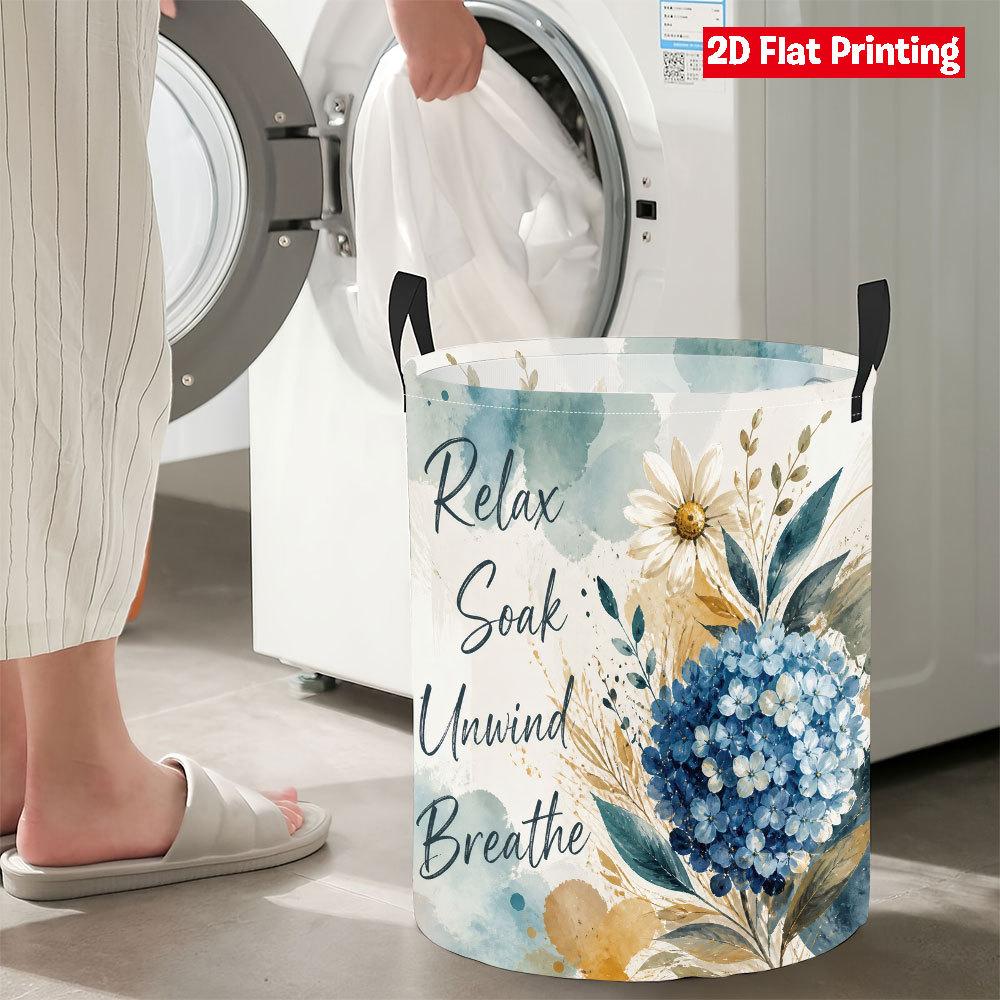 Collapsible Laundry Basket Large Round Waterproof Fabric Hamper Dirty Clothes Storage Bin Toy Organizer with Handles