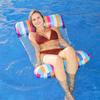 Water Hammock Swimming Mattress Inflatable Pool Deckchair with Striped Net 120x70 Cm