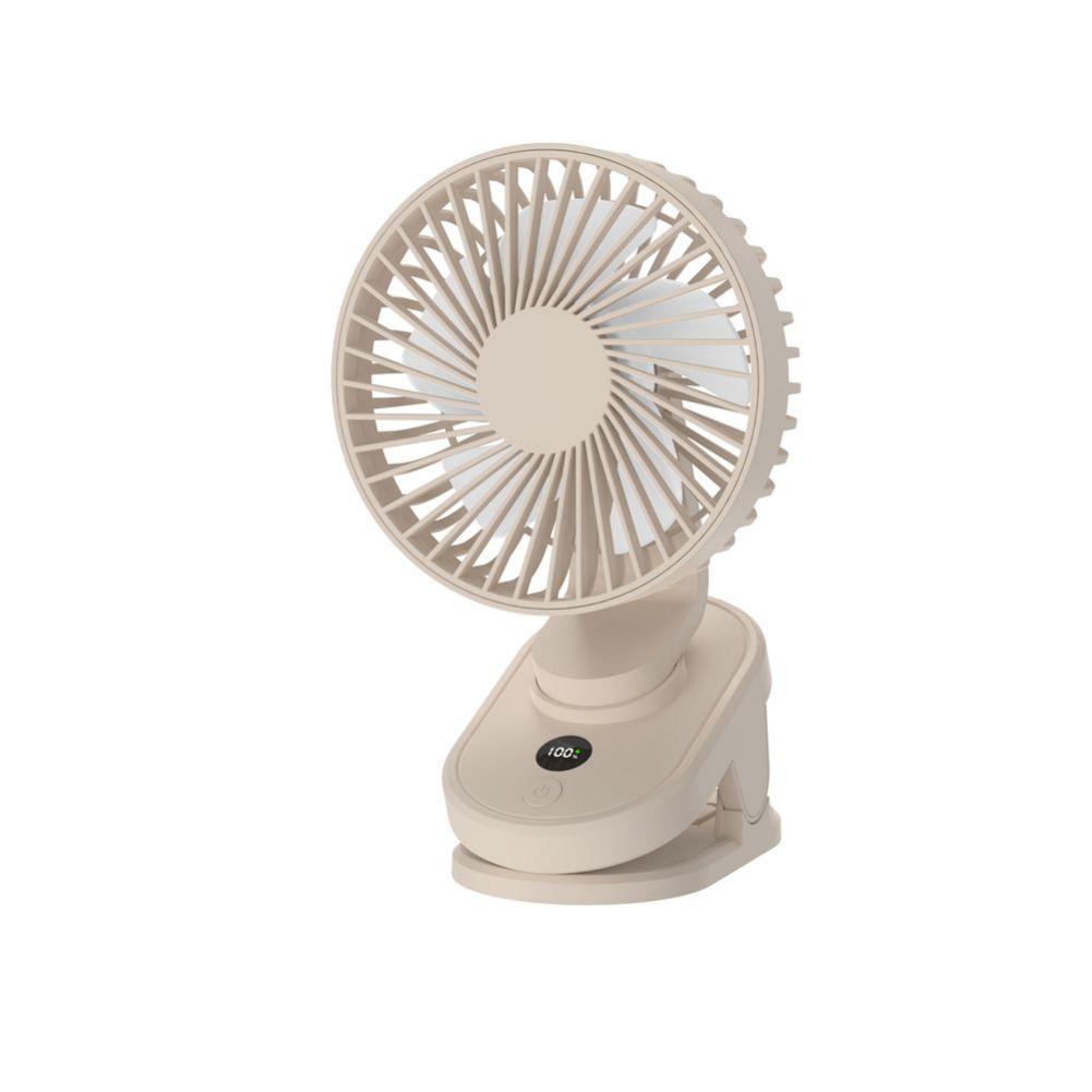 Mini Clip On Fan, Usb Rechargeable Strong Wind Desk Fan, Digital Display 3 Speeds Adjustable Bidirectional 360 Clip Fan, Super Strong Wind Mini Fan apricot#0