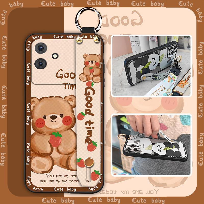 Back Cover Protective Phone Case For Cubot Note21 Cartoon Dirt-resistant Lanyard Anti-knock Wristband Ring Kickstand