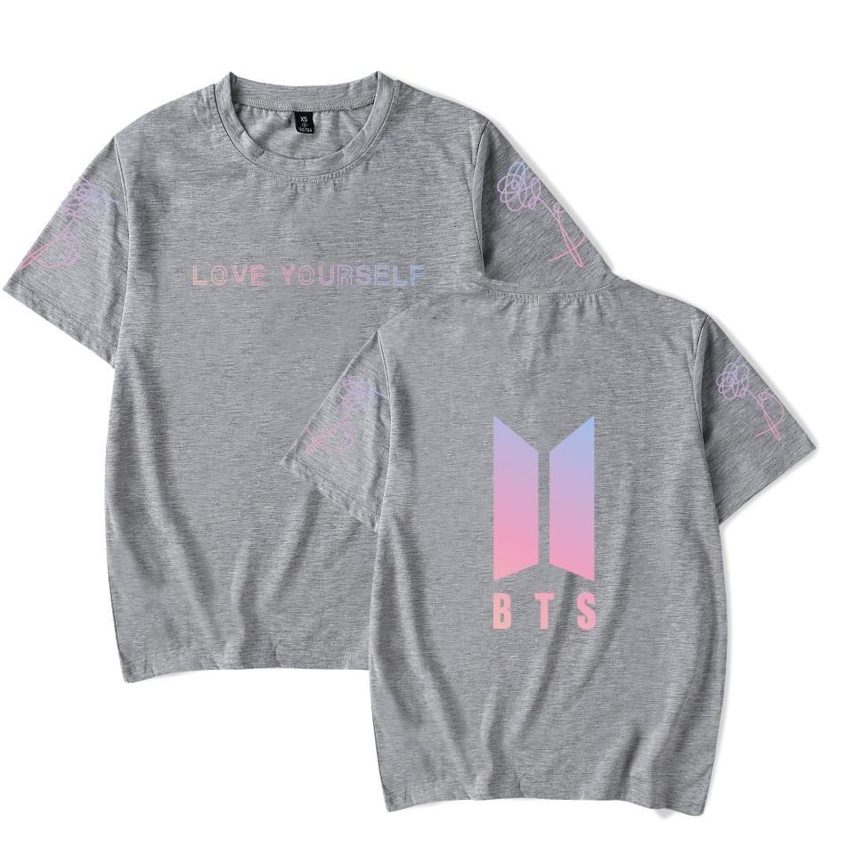 Bts Tryckt T-shirt Kortärmad Bomull Vardagskläder För Fans Mode