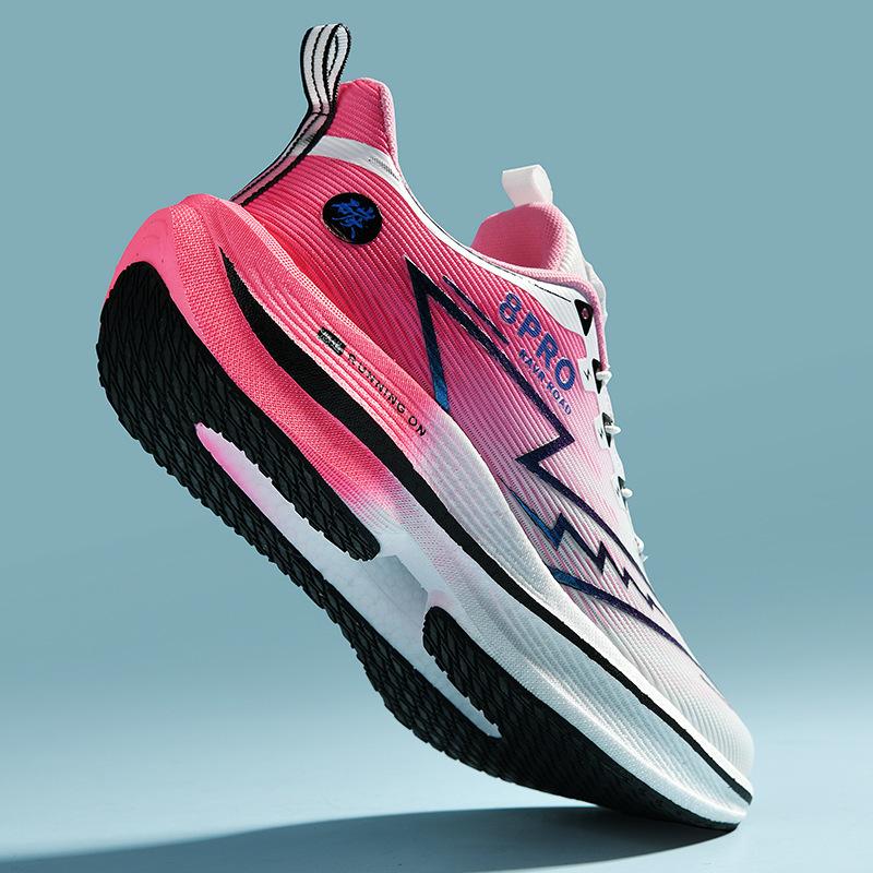 Mandarin duck running shoes new carbon plate + popcorn size 33-45 men and women couple running shoes sports shoes rotating buckle