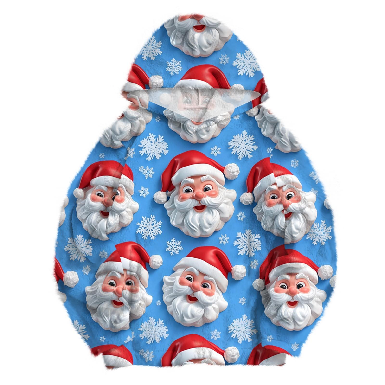 

Женская модная толстовка с капюшоном и заниженной линией плеч с длинным рукавом и рождественским принтом L синий