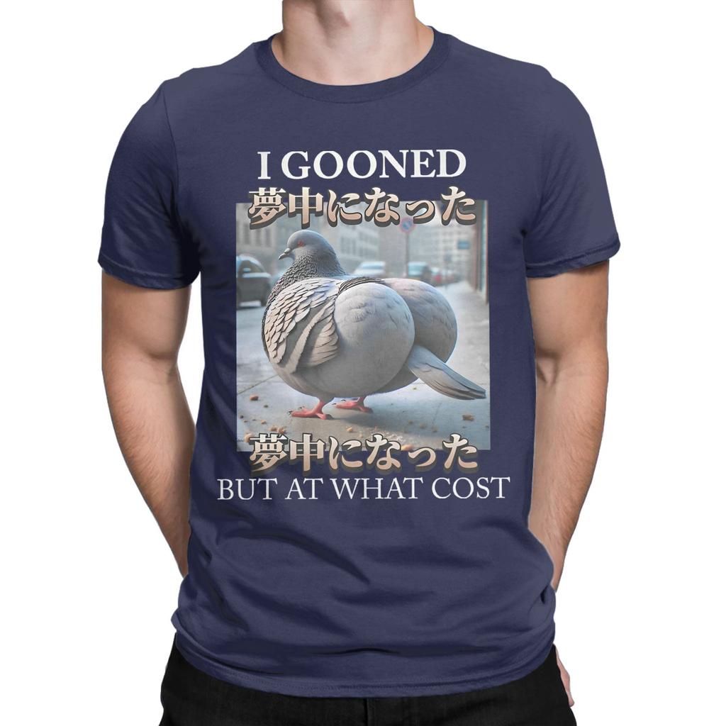 I Gooned But At What Cost Funny Pigeon Meme Cotton TShirt For Mens Summer TShirts Breathable Tee Shirt Plus Size Clothing