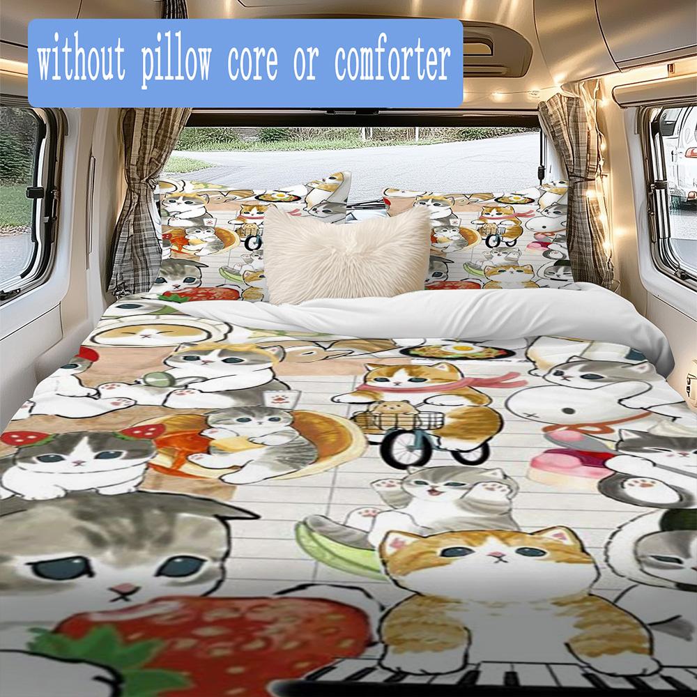 Cozy Cartoon Cats Pattern Bedding,Quilt Set Quilt Cover Pillowcase Home Birthday Gift (1*duvet Cover+2*pillowcase,without core)ZSJT0917370