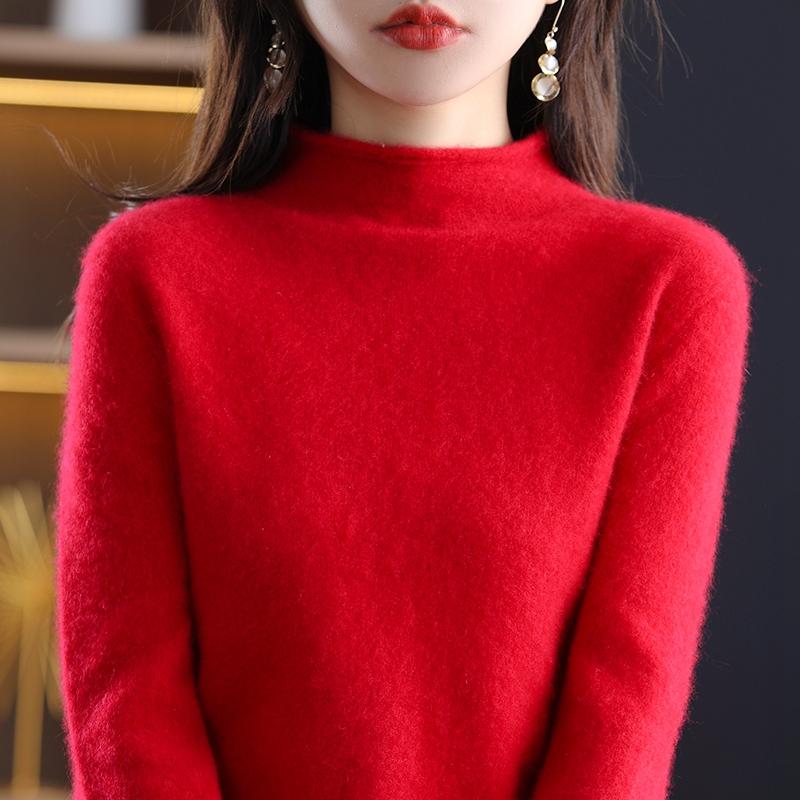 

Жіночий кашеміровий светр Qinghe кашемір 30% кашемір 70% шерсть Жіночий осінньо-зимовий кашеміровий пуловер м який і теплий XL червоний